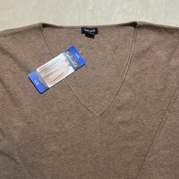 NWT Splendid Tan Camel V-Neck Soft Sweater sz L - Picture 2 of 6